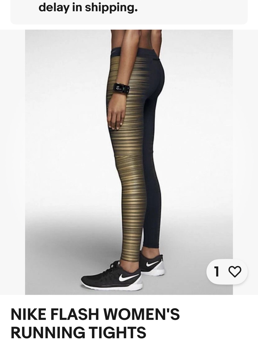 Nike Women's Black And Gold Flash Running Tights